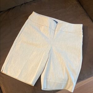 Hilary Radley Cream Bermuda Shorts Tailored Flat Front